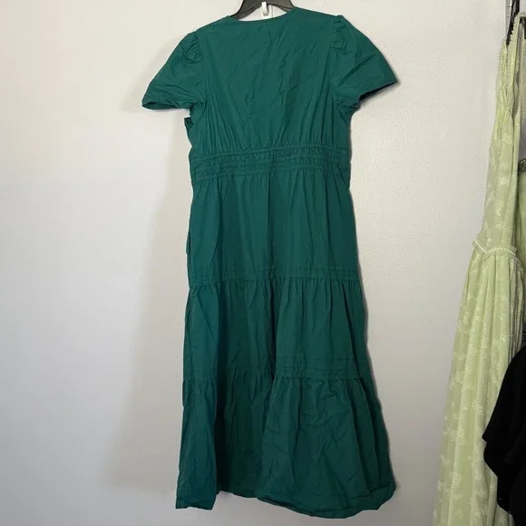 Quince 100% Organic Cotton Poplin Tiered Maxi Dress in Garden Green - XLarge - Picture 6 of 6